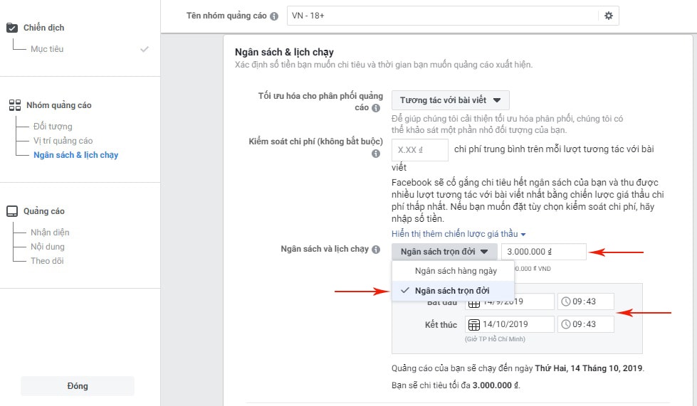 ngân sách chạy quảng cáo 