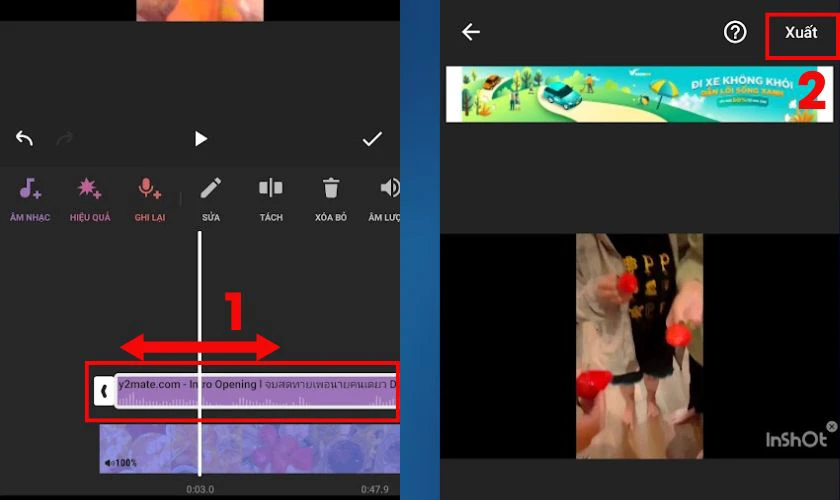 chèn nhạc xử lí video 