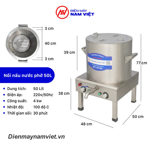 Kích thước nồi nấu phở