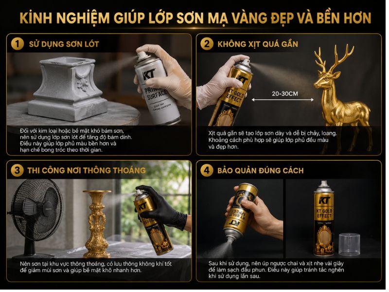 Kinh nghiệm giúp lớp sơn mạ vàng đẹp và bền hơn