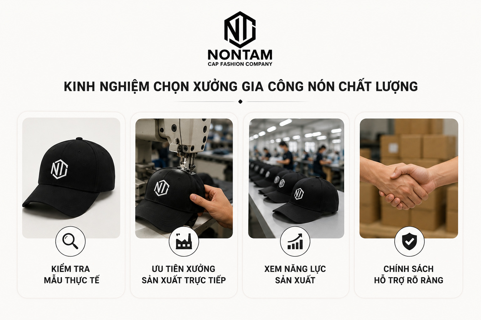 Kinh nghiệm chọn xưởng gia công nón chất lượng